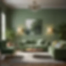 Elegant living room featuring soft green walls