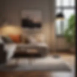 Modern small space floor lamp in a cozy living room