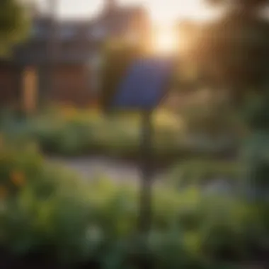 Close-up of solar panel technology on a garden stake light
