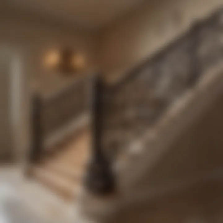 Traditional staircase with intricate railing and landing