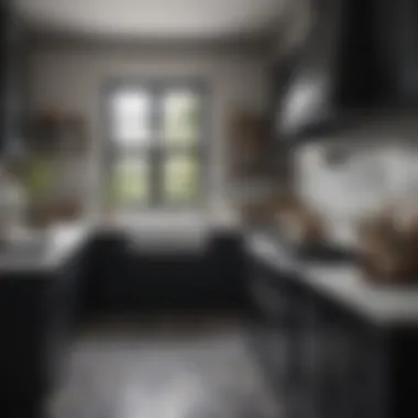 Classic Black and White Kitchen Aesthetic Classic black and white kitchen featuring vintage fixtures and tiles