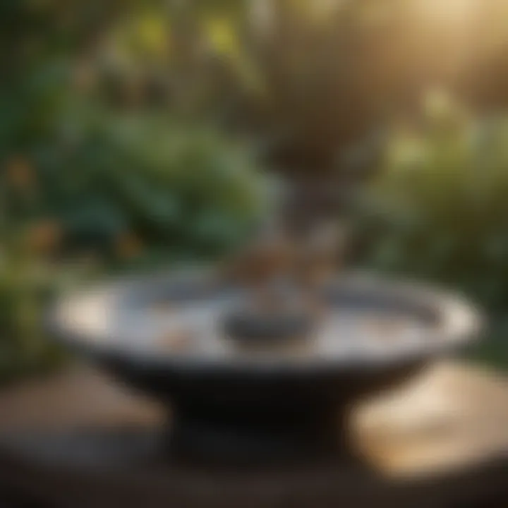Birds enjoying bath time in a 12-inch bird bath bowl
