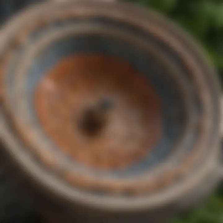 Close-up of a 12-inch bird bath bowl showcasing intricate design details