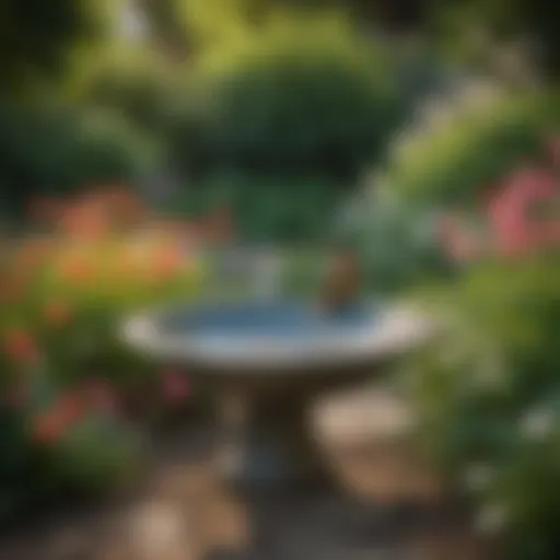 Elegant 12-inch bird bath bowl in a garden setting surrounded by flowers