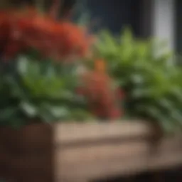 Close-up of a beautifully arranged planter box featuring diverse plants.