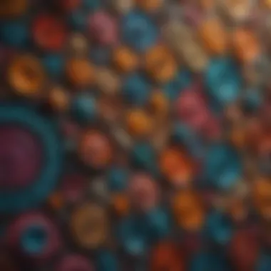 Abstract Patterns in Wall Mural Art A vibrant wall mural showcasing abstract patterns and colors