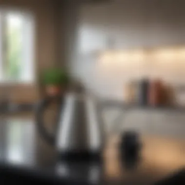 Sleek Design of an Electric Gooseneck Kettle Elegant electric gooseneck kettle on a kitchen countertop