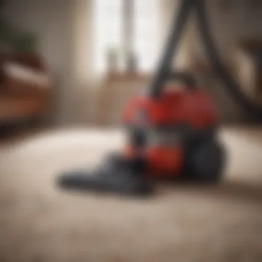 Demonstration of a HEPA vacuum in action, effectively cleaning a carpet.