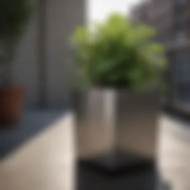 Modern Metal Planter on Balcony Modern metal planter adding style to a balcony