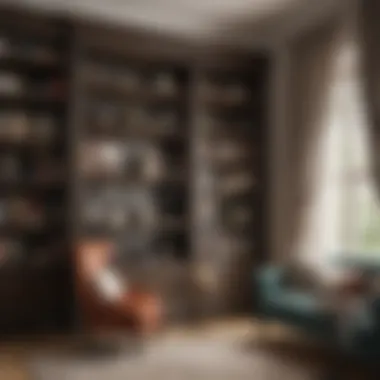 Elegant Bookcase Nook with Blended Styles Elegant bookcase nook design blending contemporary and classic styles
