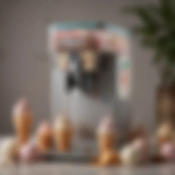 Assorted ice cream flavors produced by the Cold Snap Ice Cream Machine arranged aesthetically