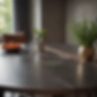 Decorative Elements on DWR Gather Table DWR Gather Table with decorative elements enhancing interior ambiance