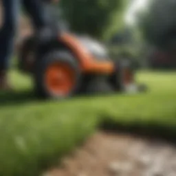Precision grass cutting edger in action on a lawn