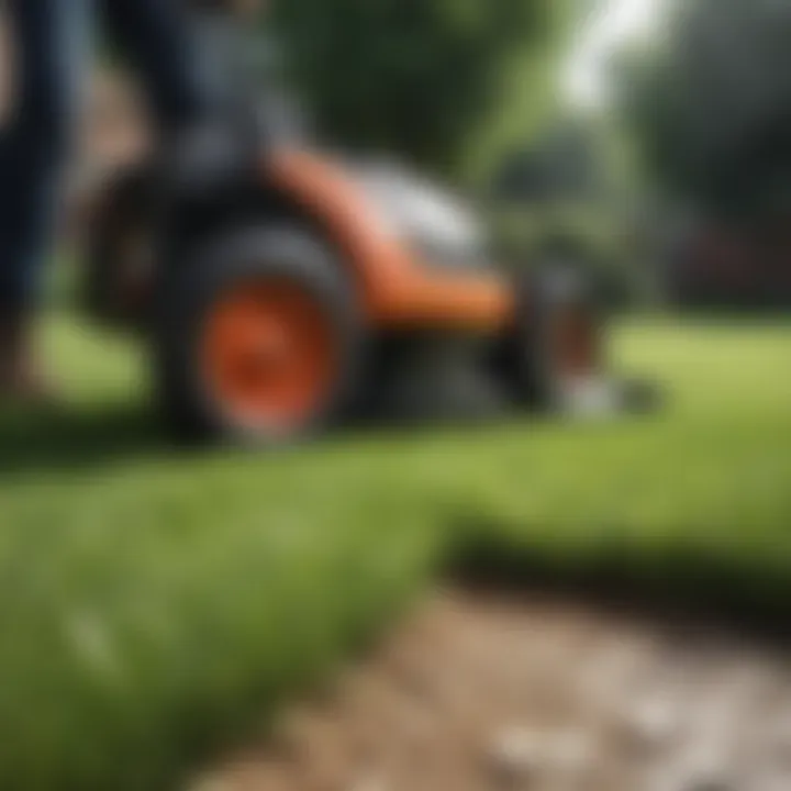 Precision grass cutting edger in action on a lawn