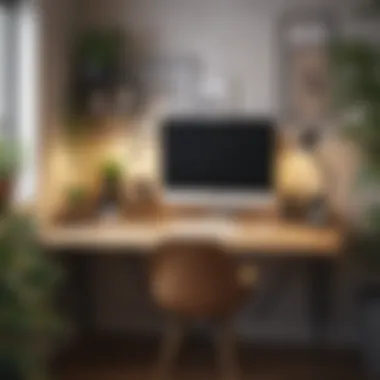 Efficient use of space with organized desk setup Compact desk arrangement with organized workspace