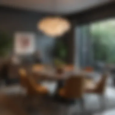 Elegant dining area with contemporary color contrasts