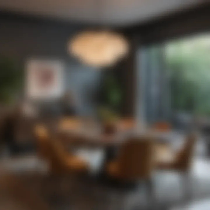 Elegant dining area with contemporary color contrasts