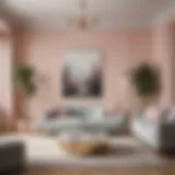 A serene living room showcasing trendy pastel colors