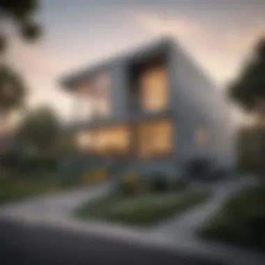 Sleek Lines of Modern Box Architecture Exterior view of a modern box house showcasing sleek lines and innovative architecture