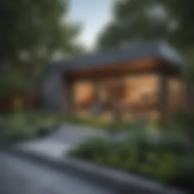 Contemporary Landscaping Around a Box House Trendy outdoor space associated with a modern box house, highlighting contemporary landscaping