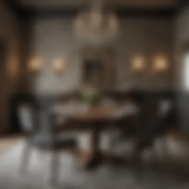 Vintage damask wallpaper bringing charm to a dining room