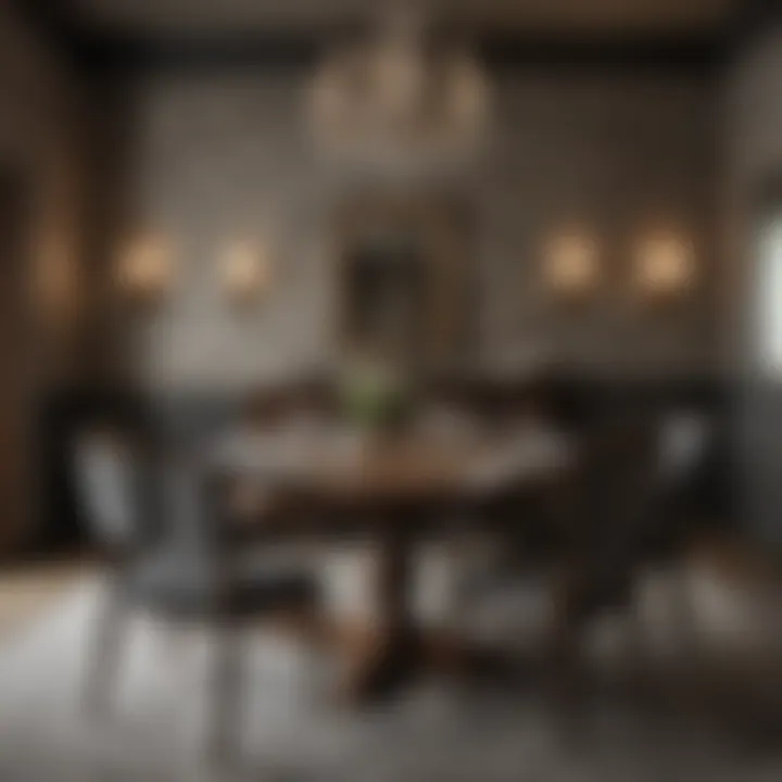 Vintage damask wallpaper bringing charm to a dining room