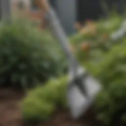 Close-up of the short handle garden hoe head showcasing its sharp edge and sturdy construction