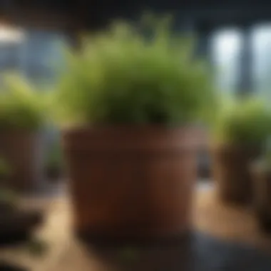 Close-up of herbs thriving in a container