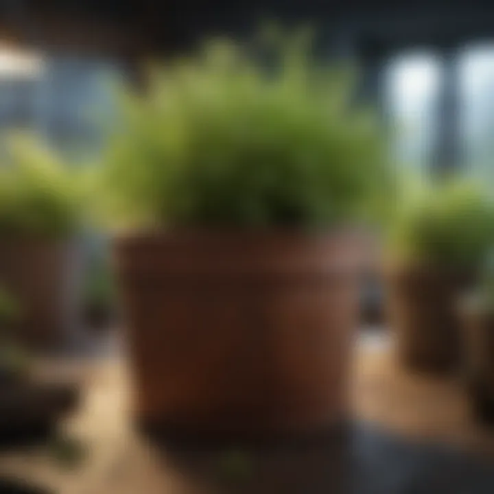 Close-up of herbs thriving in a container