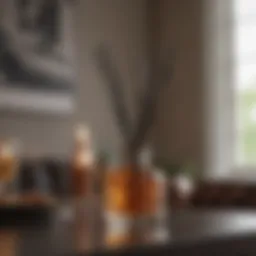 Elegant reed diffuser displayed in a modern living room setting