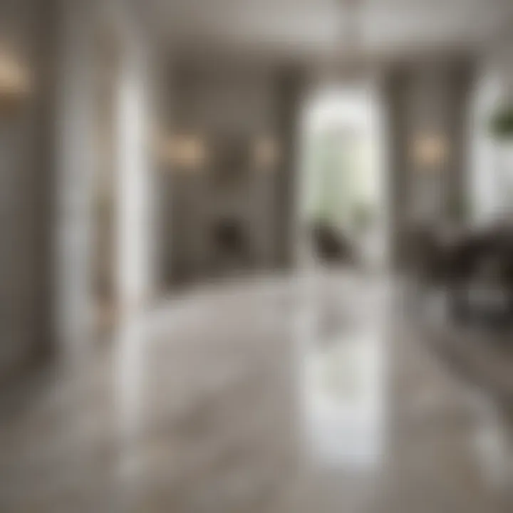 Classic marble flooring in a traditional dining area