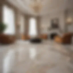 Luxurious marble floor design in a modern living room