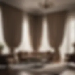 A luxurious fabric drapery enhancing a modern living room.