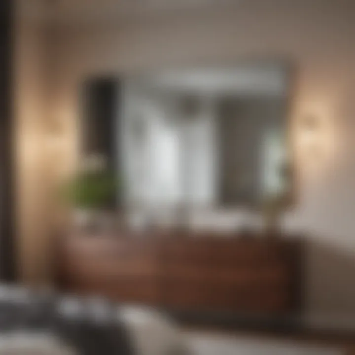 Bedroom design featuring a 5ft wall mirror above the dresser