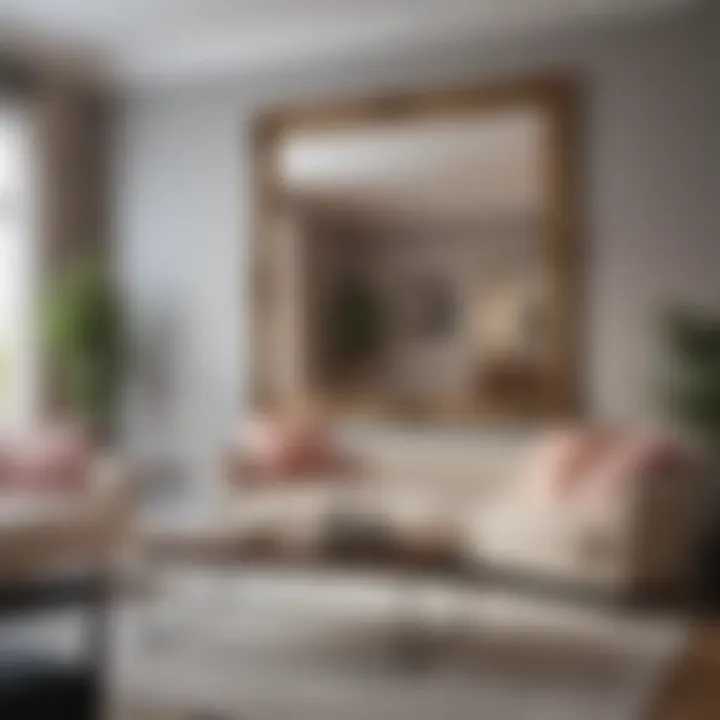 Elegant living room featuring a 5ft wall mirror