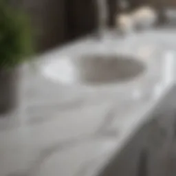 Elegant white marble countertop showcasing intricate veining