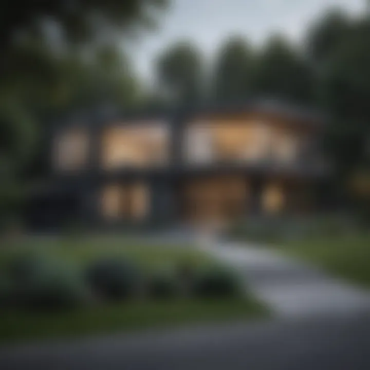 A sleek contemporary house featuring a striking charcoal exterior