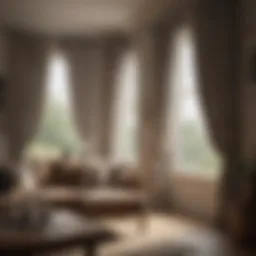 Elegant farmhouse checked curtains in a cozy living room setting