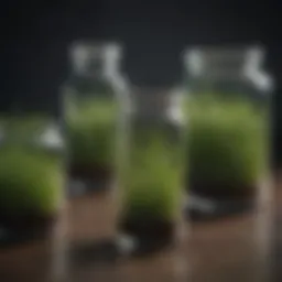 Variety of grass seeds in clear containers