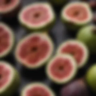 A close-up of fresh figs with their distinct textures and colors