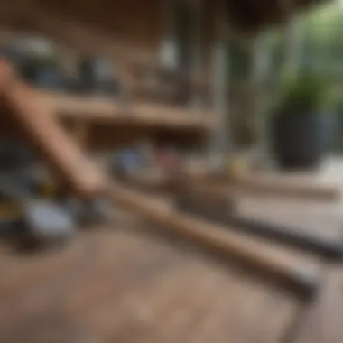 Variety of carpentry tools used for porch construction