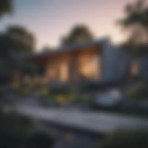 A modern home exterior showcasing unique architectural design