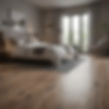 Sleek laminate flooring in a modern master bedroom