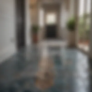 Stylish Tile Flooring for a Modern Entryway Stylish tile flooring complementing the front door