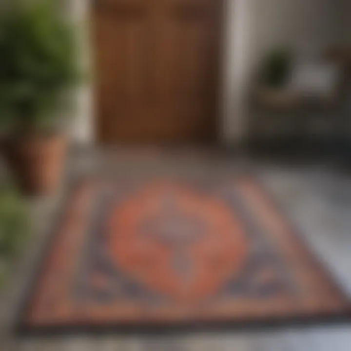 Vibrant outdoor rug adding color to the entryway