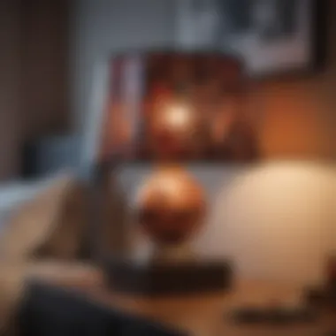 A vibrant and eclectic bedside table lamp showcasing unique geometric shapes