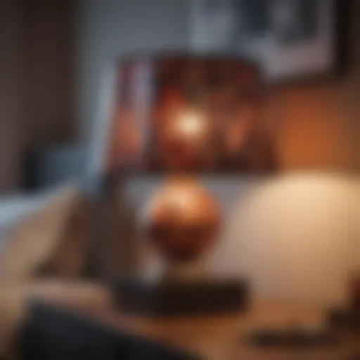 A vibrant and eclectic bedside table lamp showcasing unique geometric shapes