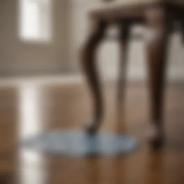 A close-up of furniture pads installed under a chair leg