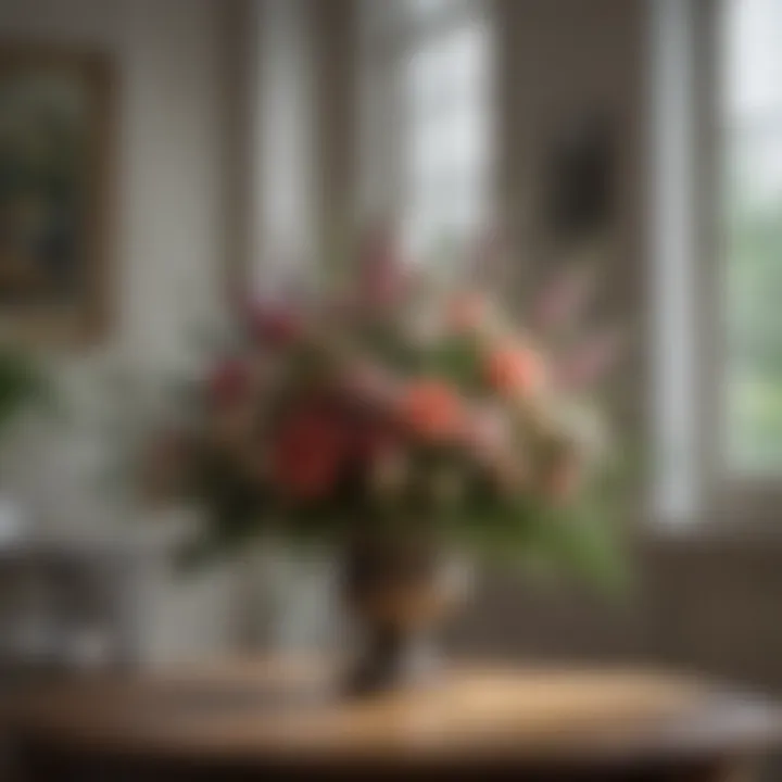 An elegant floral arrangement in a stylish vase, enhancing interior decor