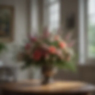 An Elegant Floral Arrangement An elegant floral arrangement in a stylish vase, enhancing interior decor